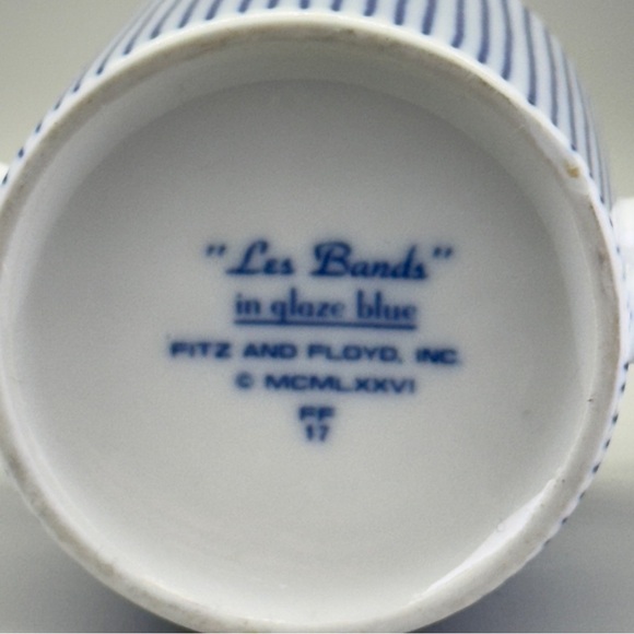 Fitz and Floyd Les Bands Blue and White Striped Sugar Creamer Set - Picture 13 of 15